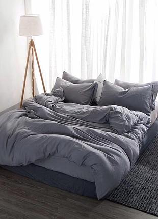 Постільна білизна сірий ранфорс meriset - двоспальний на резинці