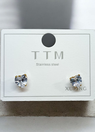 Серьги stainless steel нержавеющая сталь 5мм