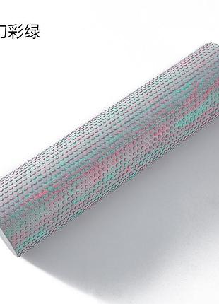 Массажный валик 45 см для спины, массажный ролик спины (йога ролл массажер для спины, шеи, ног) розово-зеленый