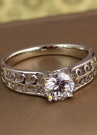 Кольцо xuping jewelry лиана с белым камнем р 17 серебристое