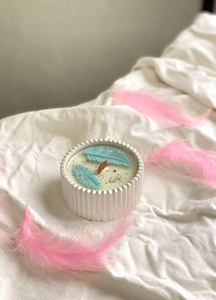 Cоевая свеча с эфирными аромамаслами в гипсовом кашпо sky 8х4см verbena