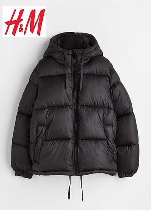 Стильная новая куртка пуховик, пуффер с капюшоном, оверсайз h&amp;m s/m