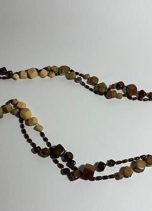 Намисто дерев'яне 9, намисто з дерева, довге намисто, натуральне намисто, велике намисто