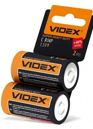 Батарейка сольова videx c r14p 1.5v (2 шт.)