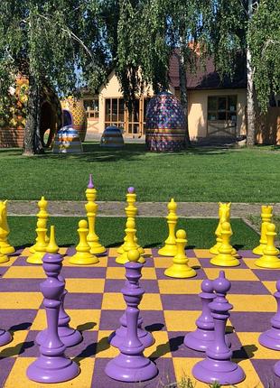 Большие шахматы садовые цветные деревянные ручная работа gambit ss-0004
