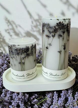 "лавандовий спокій" - набір свічок на підставці, з ароматом жасмін