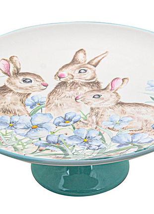 Блюдо для торта на ножке lefard пасхальный кролик 28 см 358-964