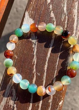 Браслет, браслет с камнями, браслет из цветного агата, браслет ручной работы