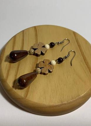 Серьги деревянные 9, серьги украшения, серьги из дерева
