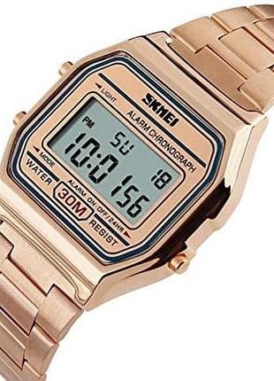 Наручний годинник skmei 1123, електронний, з металевим браслетом rose gold, 3309586
