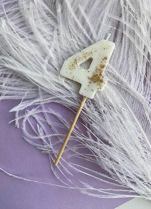 Свеча для праздничного торта из соевого воска, красивые свечи-цифры с декором 4