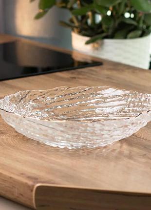 Салатница стеклянная глубокая 25 х 25 см прозрачная пиала