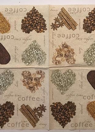Салфетка декупажная 33*33см.кофейная карта. 3слоя, тм каtrin