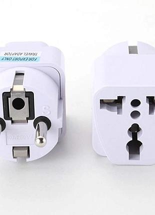 Переходник сетевой us/uk/au на eu вилку, белый (eu adapter white)