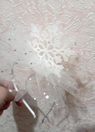 Обруч біла сніжинка, обідок сніжинка