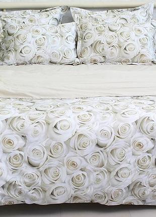 Полуторный премиум комплект постельного белья сатин турция с компаньоном розы pt-001