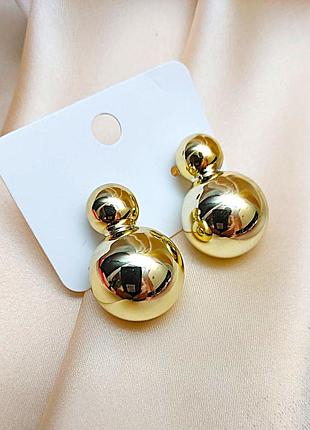 Сережки дутые шары бижутерия на каждый день