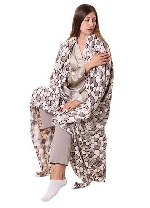 Плед евро кoloco "стрижка" 200 х 220 см (39364) коричнево-белые камни