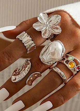 Кільця жіночі біжутерія набор 6 одиниць