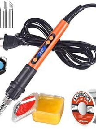 Портативный цифровой паяльник с жк-дисплеем, мощностью 100 вт, 200°с-500°с, набор для пайки из 9 элементов
