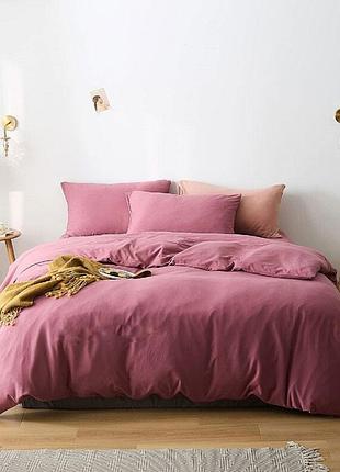 Постельное белье пепел розы ранфорс meriset - семейный на резинке евро