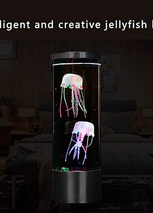 Led ночник-светильник аквариум с медузами jellyfish mood lamp (цвет чёрный)