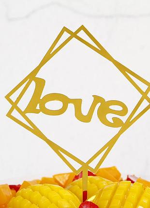Топпер love 10 на 10 см золотистый