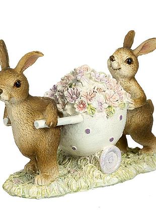Статуэтка пасхальные кролики 14х10 см 12007-083 полистоун