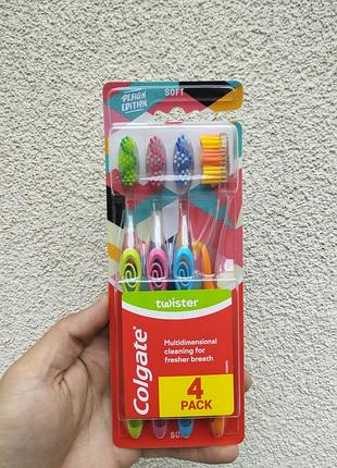 Набір зубних щіток colgate twister soft 4 шт