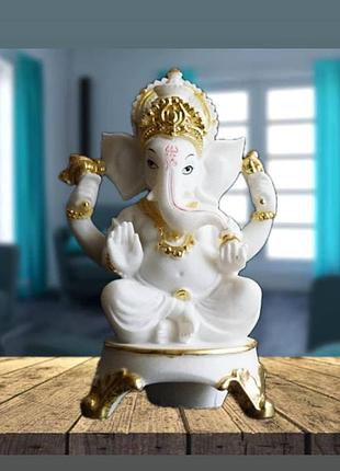 Статуэтка ганеш белый полистоун фен шуй, ganesha