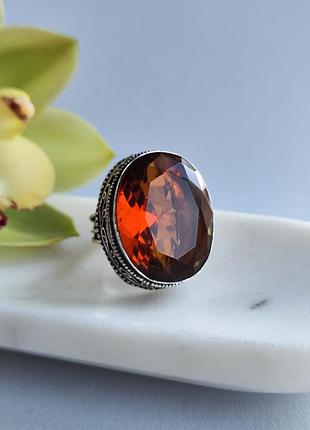 Кільце з натуральним цитрином в сріблі. кільце цитрин овал. цитрін. перстень з цитрином 17,2. індія.