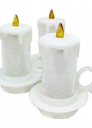 Свеча led в подсвечнике с ручкой l8см (белая)