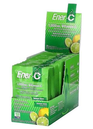 Ener-c, витамин c, смесь для приготовления мультивитаминного напитка со вкусом лайма и лимона, 1000 мг, 30