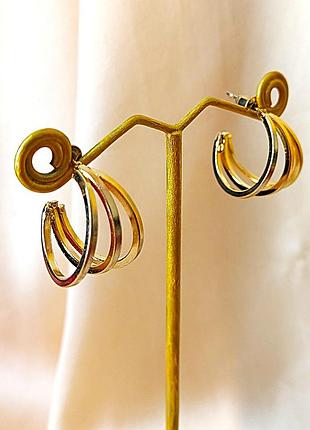 Серьги бижутерия кольца трехслойные