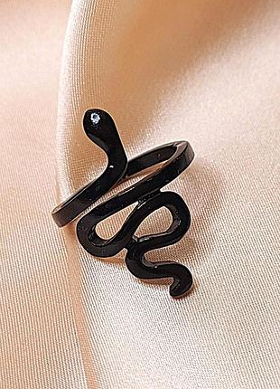 Кольцо женское акцентное готическое змея 2.7 см черная глянцевая