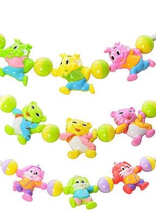 Погремушка растяжка на коляску, 3 вида (тигрята, дракончики, собачки), в п/э, 42-8-3см d052