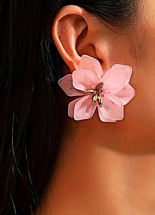 Серьги гвоздики крупные акриловые цветы