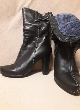 Сапожки кожаные женские на натуральной овчине