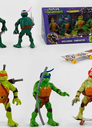 Набор 4 черепашки ниндзя на скейтах с оружием abc