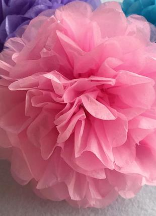 Паперові помпони з тишею 35 см, арт. ром-35 рожевий