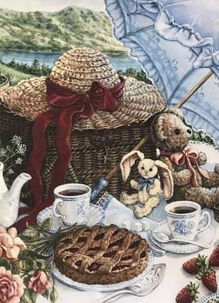 Схема для вышивки лентами,гладью пикник .чаепитие тм шелковый сад