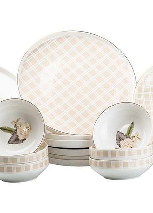 Столовий сервіз на 6 персон порцелянаовий рожевий hp23414