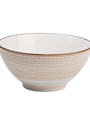 Тарелка глубокая фарфоровая круглая 20.5 см белая hp23385