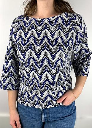 Жіноча кофта лонгслів з візерунком і рукавом 3/4 united colors of benetton розмір ~l