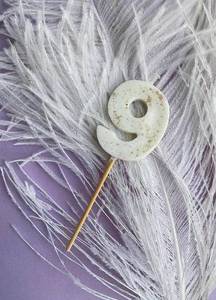 Свеча для праздничного торта из соевого воска, красивые свечи-цифры с декором 9