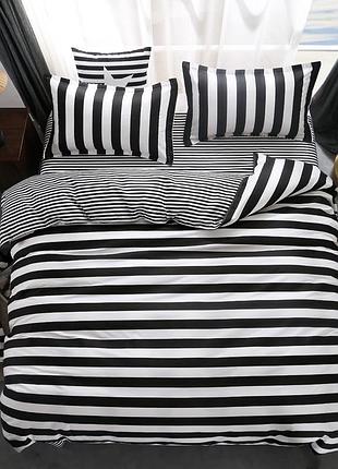 Постельное белье полосатый ранфорс meriset - евро на резинке