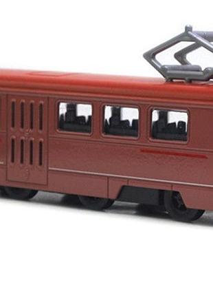 Металлический городской трамвай со звуком и светом