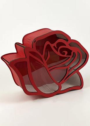 Подарочная коробка с прозрачной крышкой "роза"