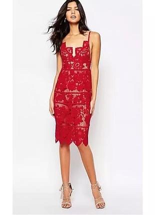 Червона міді-сукня з підкладкою – елегантна, святкова, ідеальний стан