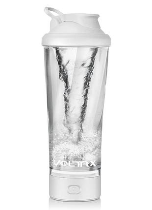 Шейкер спортивный электрический voltrx vortexboost, 600 мл, tritan, белый – для смешивания протеина